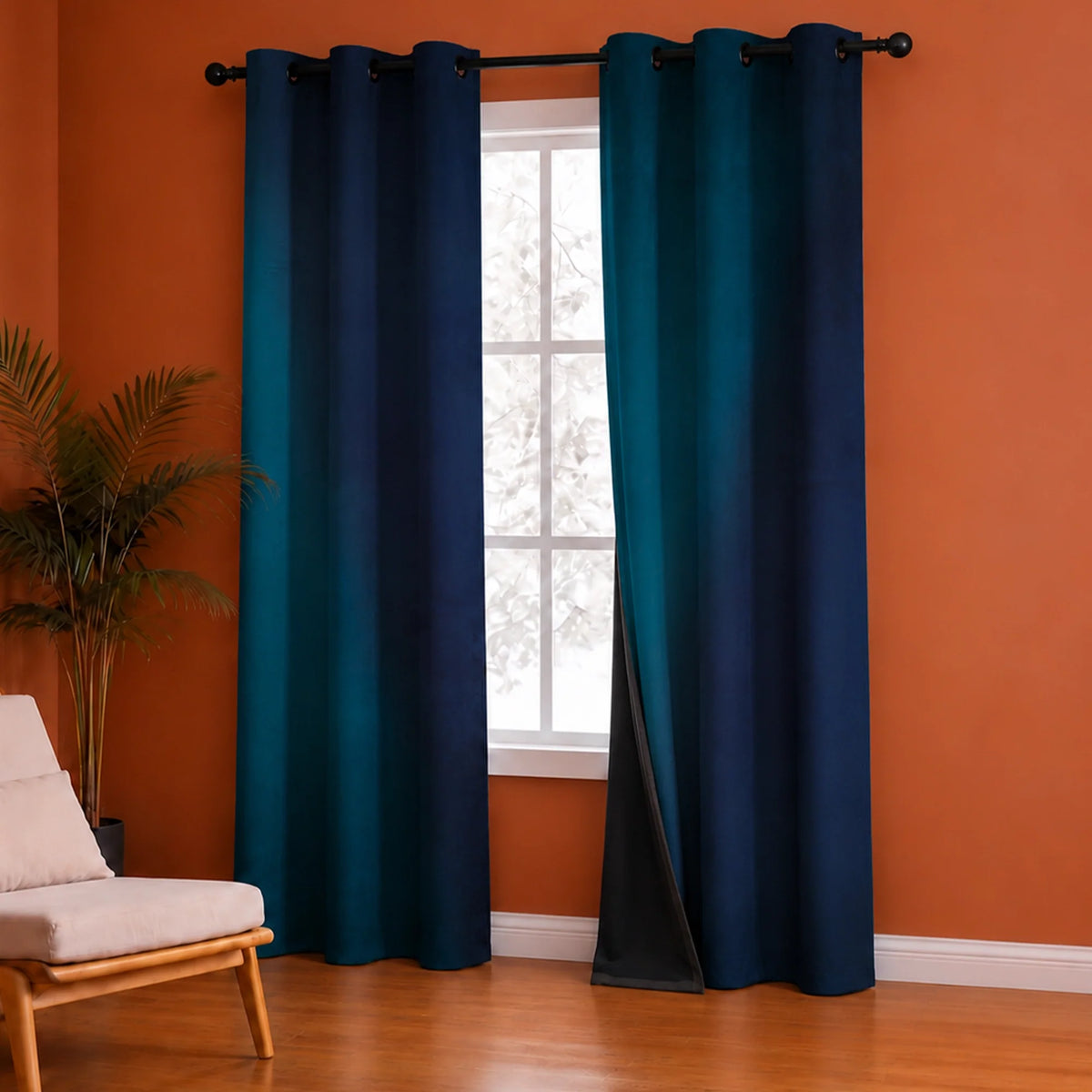 Blackout Ombre Curtain (Turquoise & Blue)-4