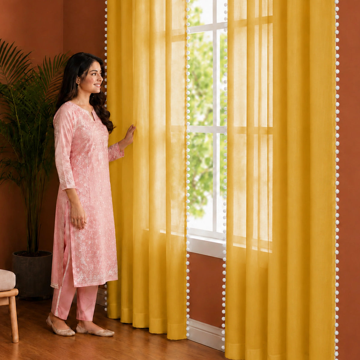 Fort Handpicked Breeze - Yellow Sheer Curtain-4