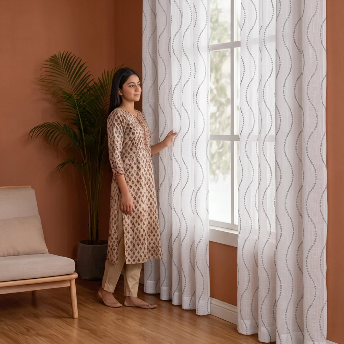 Imprimer Wavy Rhythm - Sheer Curtain-5