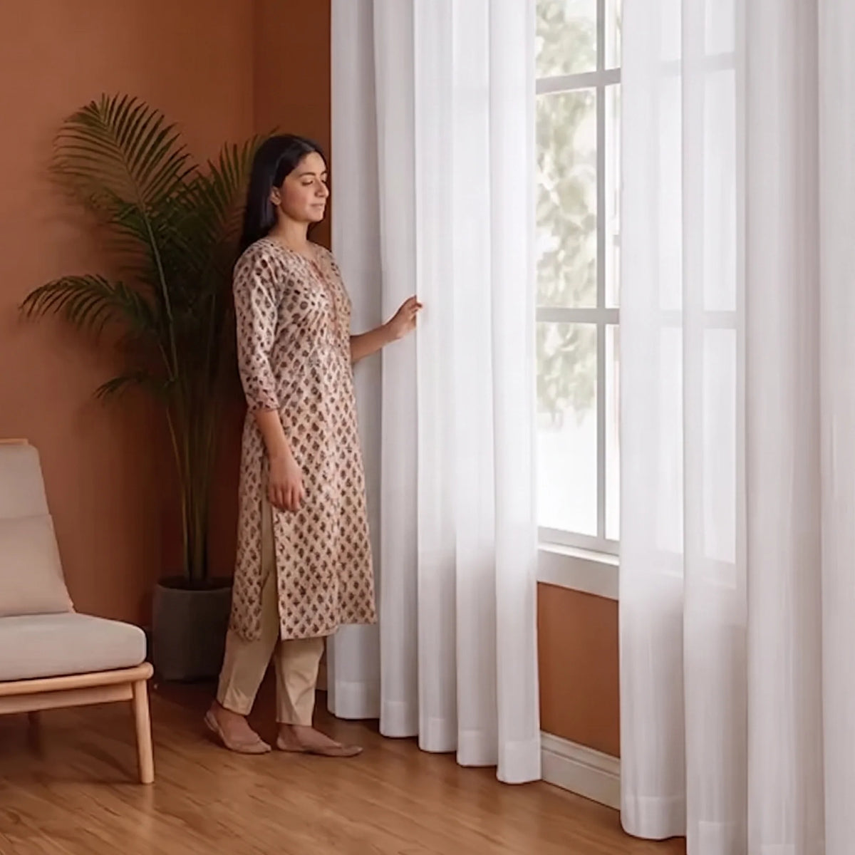 Fort Absolute - Rod Pocket White Sheer Curtain-4