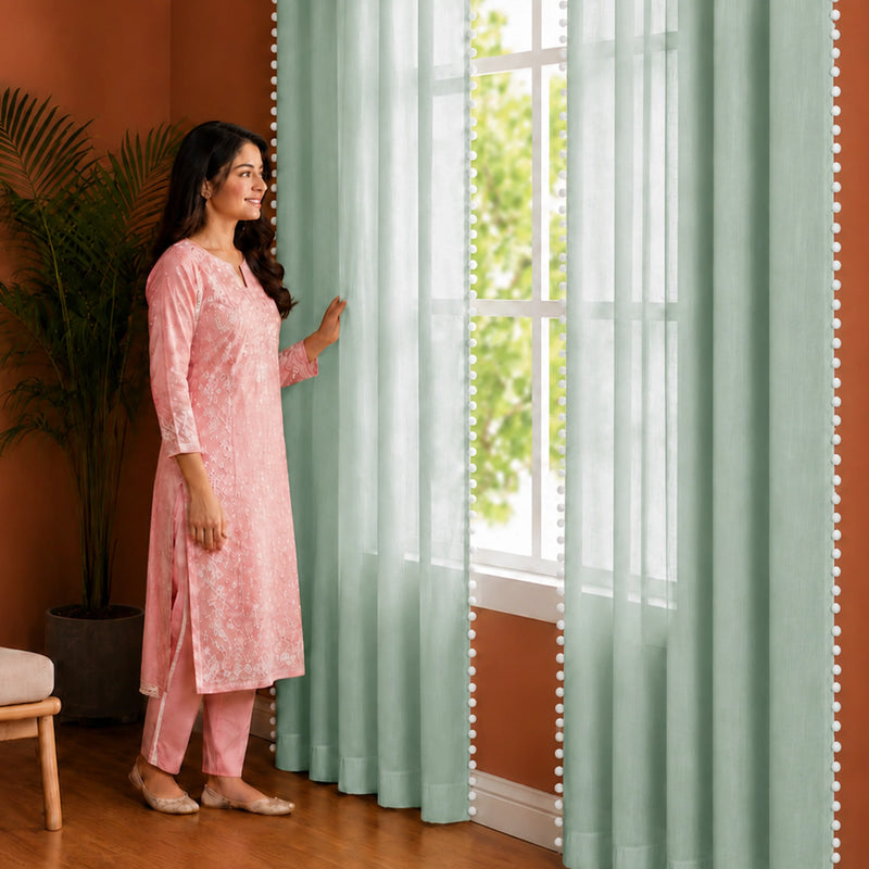 Fort Handpicked Breeze - Silver Grey Sheer Curtain-4
