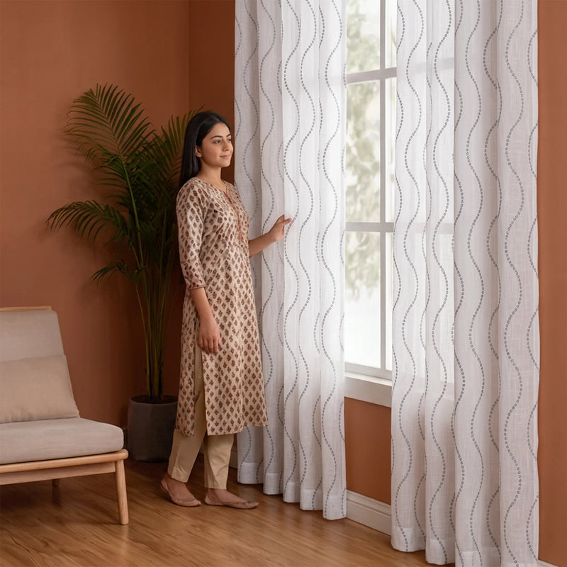 Imprimer Wavy Rhythm - Sheer Curtain Rod Pocket-4