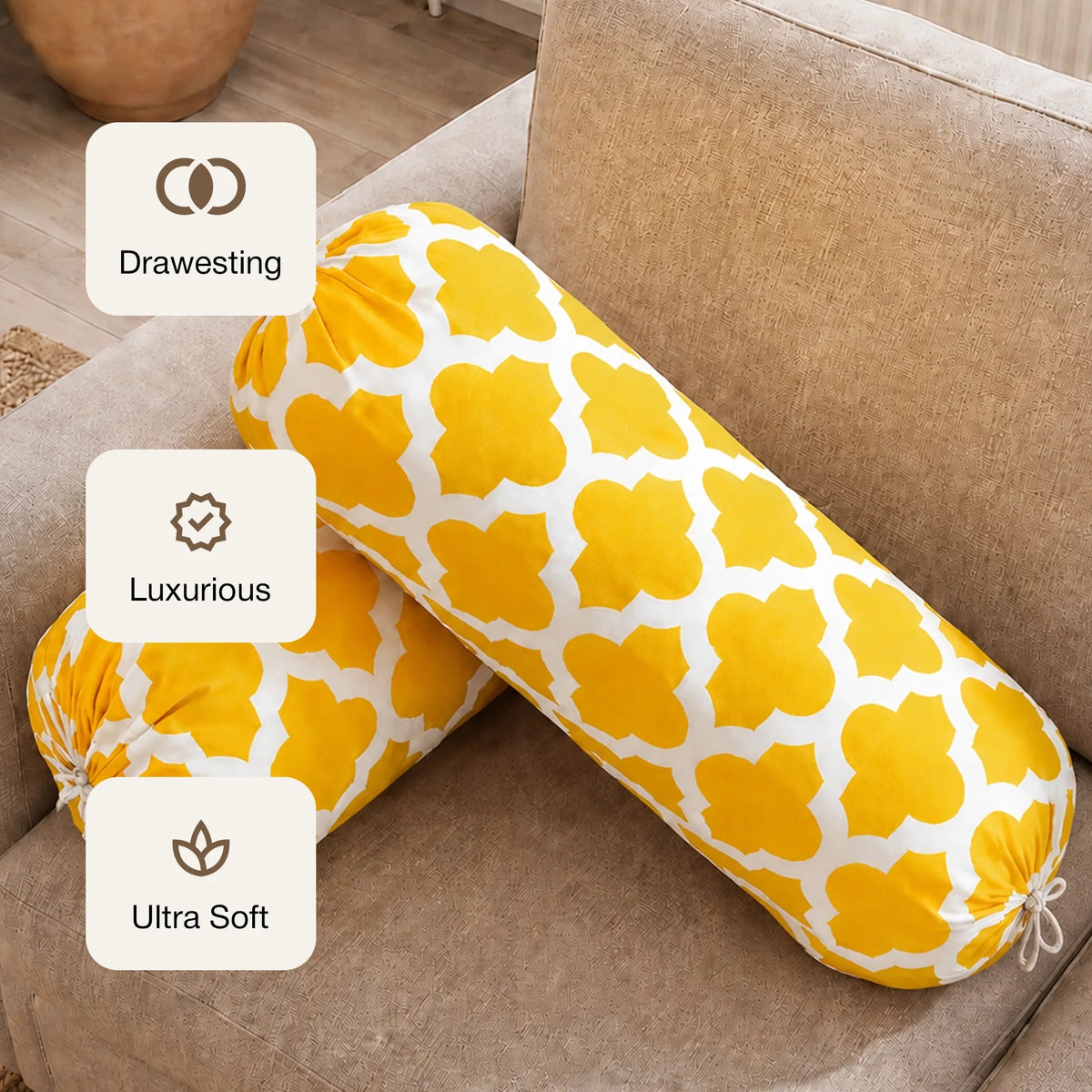 Imprimer Quatrefoil - Printed Bolster Cover (Yellow)-5
