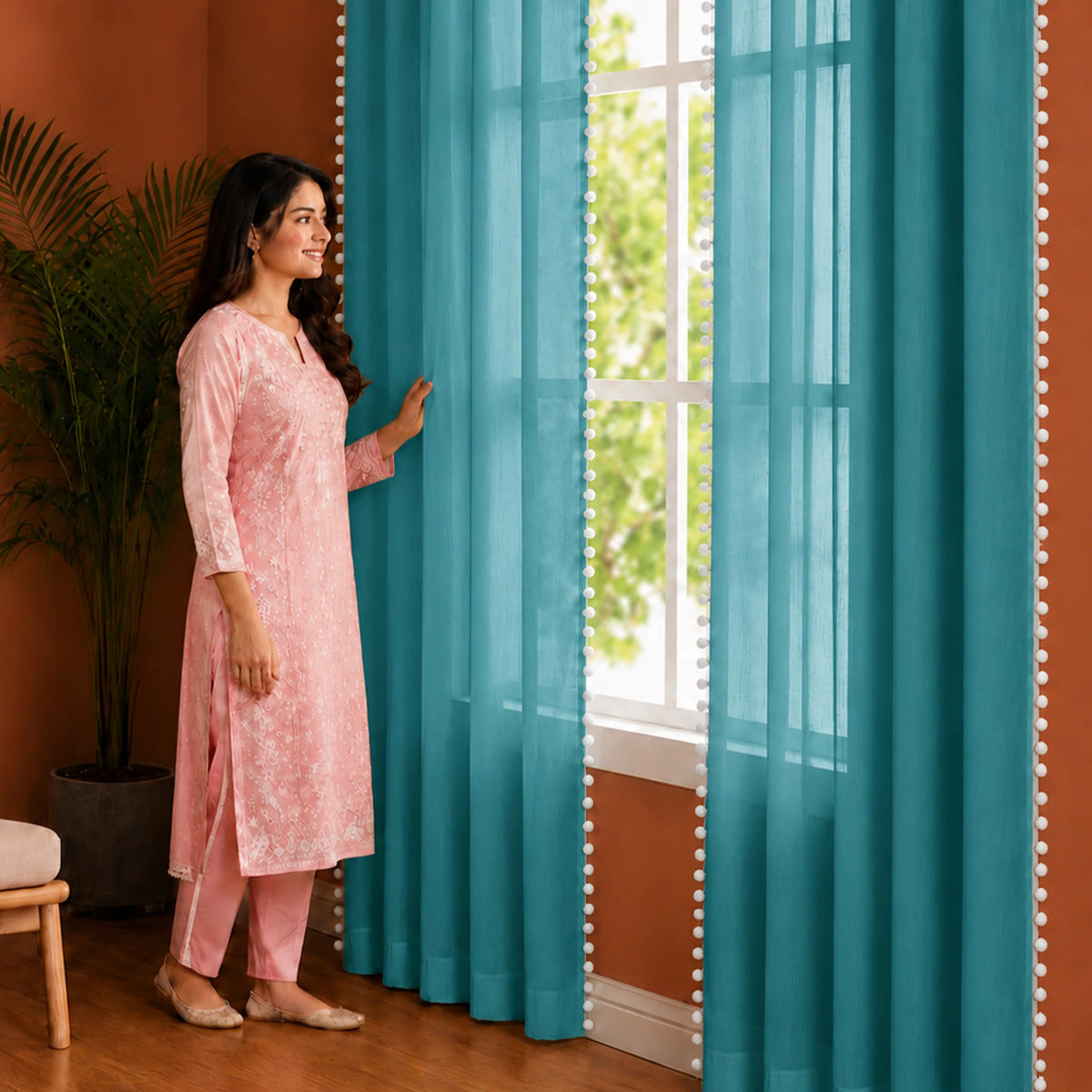 Fort Handpicked Breeze - Blue Sheer Curtain-4