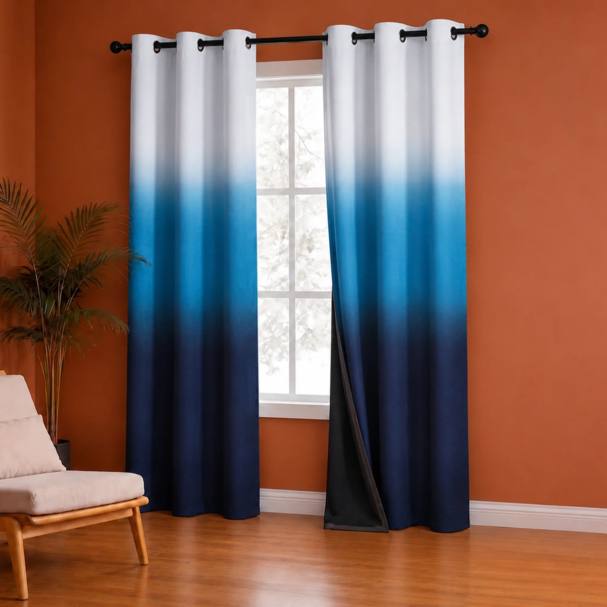 Blackout Ombre Curtain (Blue & Black)-4