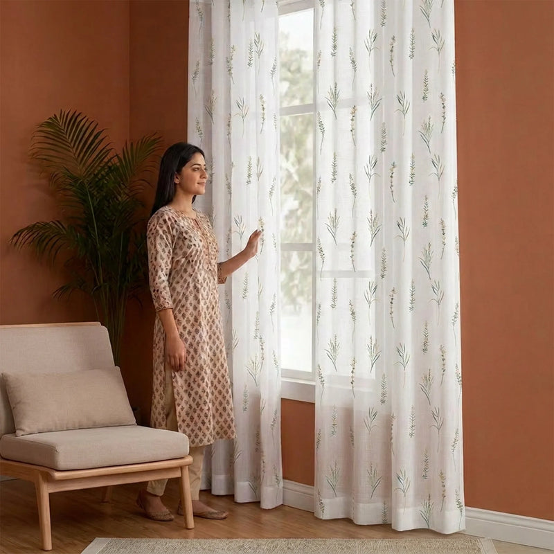 Imprimer Leafscape - Printed Rod Pocket Sheer Curtain-3