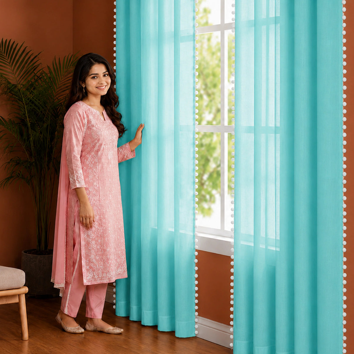 Fort Handpicked Breeze - Celeste Rod Pocket Sheer Curtain-4