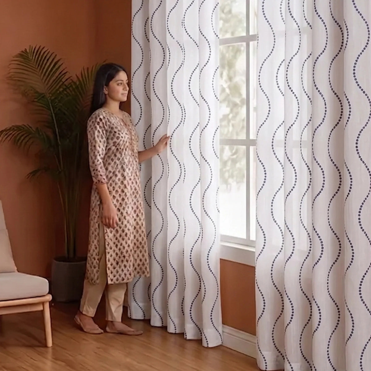 Imprimer Wavy Rhythm - Sheer Curtain Rod Pocket-5