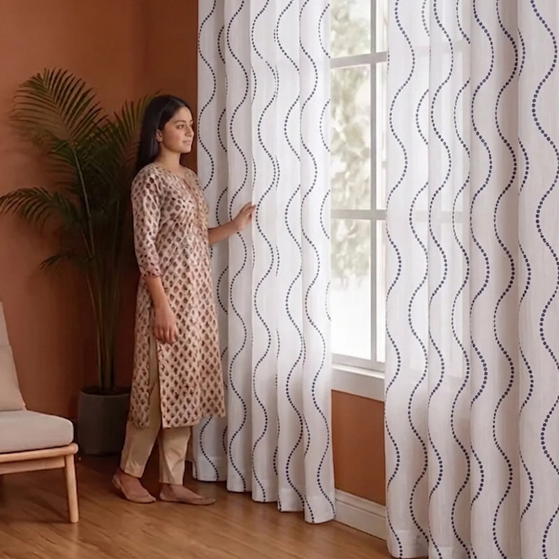 Imprimer Wavy Rhythm - Sheer Curtain Rod Pocket-5