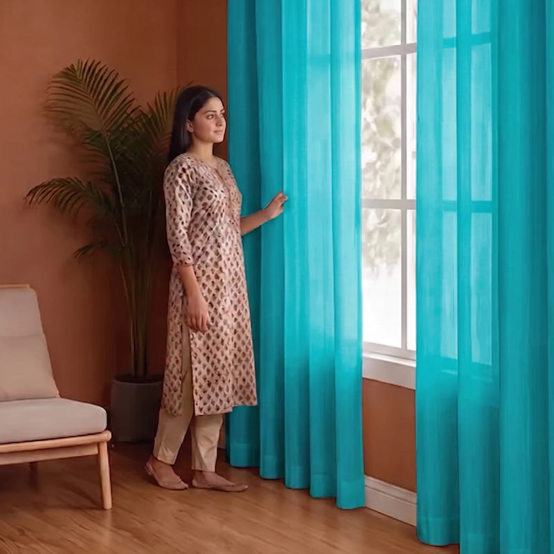 Fort Absolute - Twist Tab Top Sheer Curtain (Blue)-4