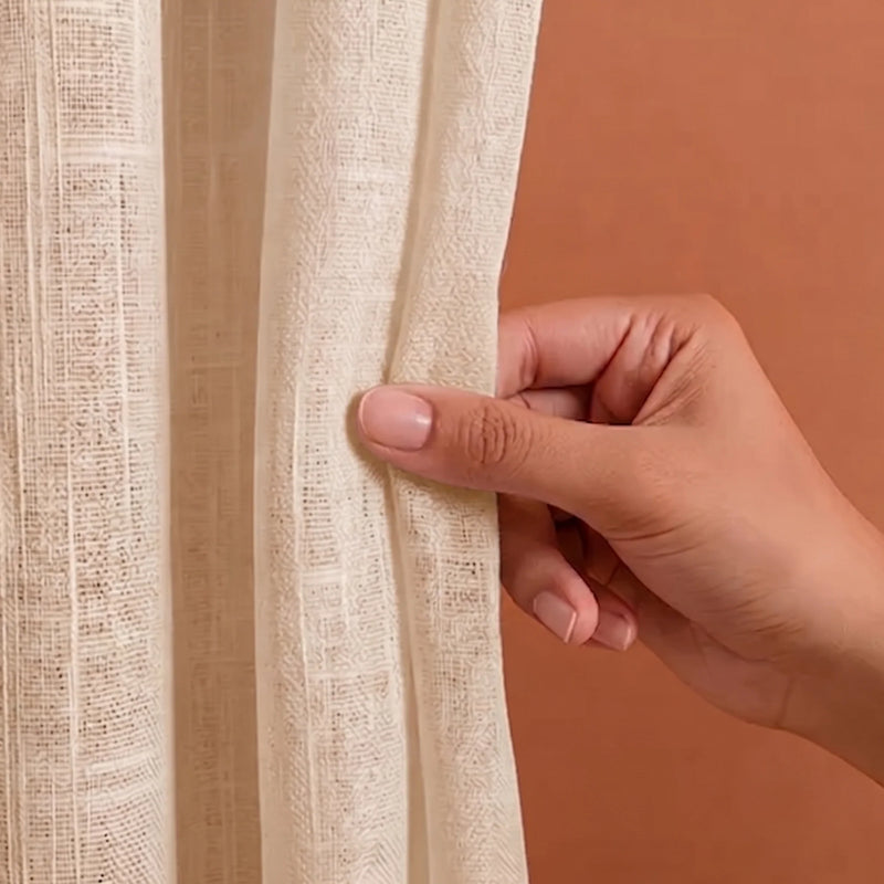 Fort Absolute - Back Tab Solid Sheer Curtain (Beige)-5