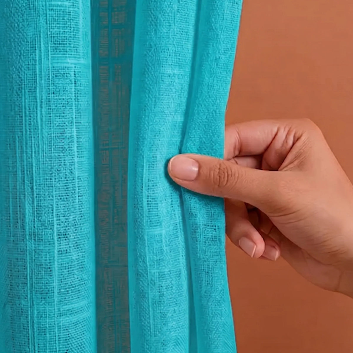 Fort Absolute - Back Tab Solid Sheer Curtain (Blue)-5