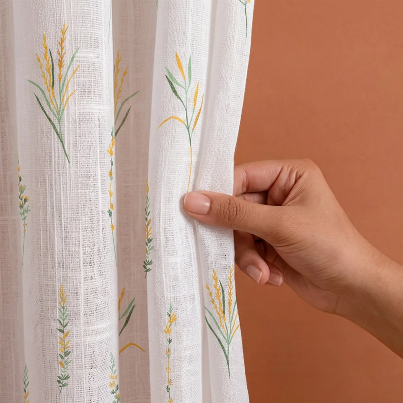 Imprimer Leafscape - Printed Eyelet Sheer Curtain-4