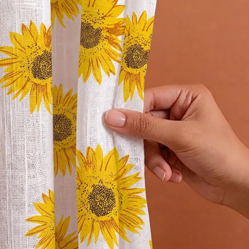 Imprimer Blooming Sunflowers - Printed Sheer Eyelet Curtain-4