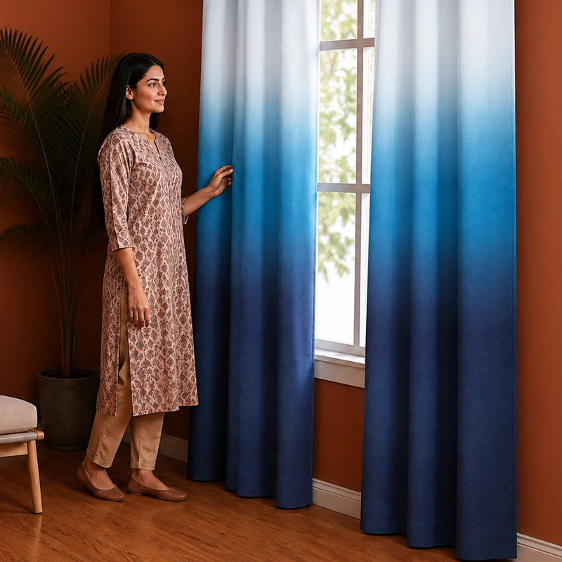 Blackout Ombre Curtain (Blue & Black)-5