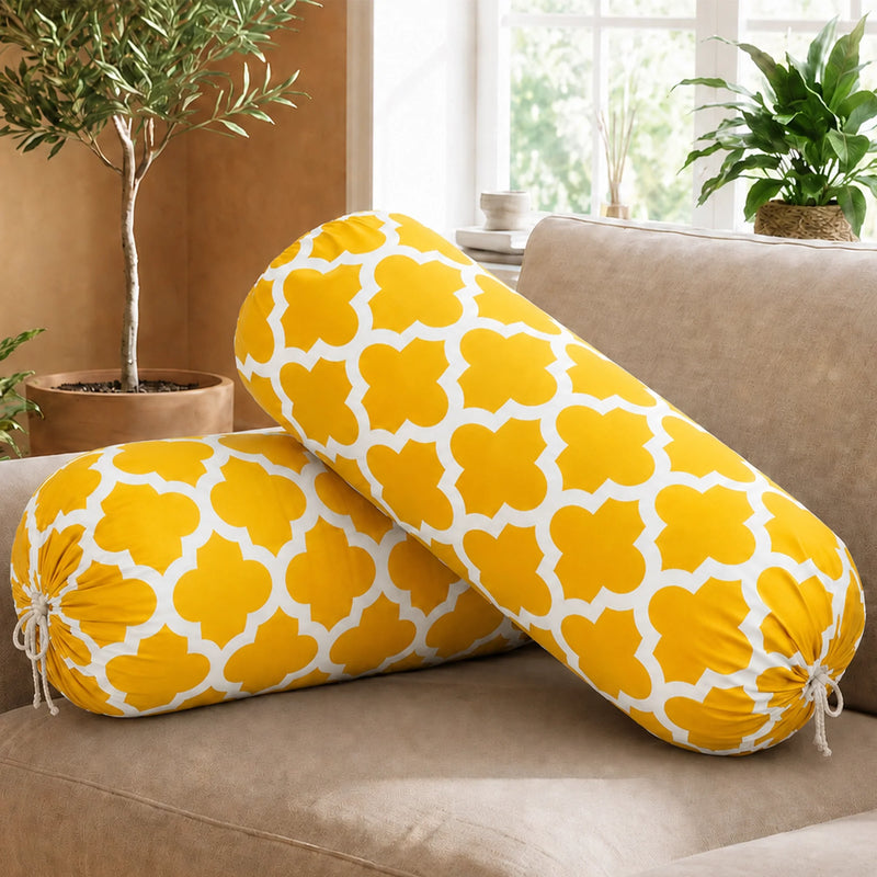 Imprimer Quatrefoil - Printed Bolster Cover (Yellow)-1