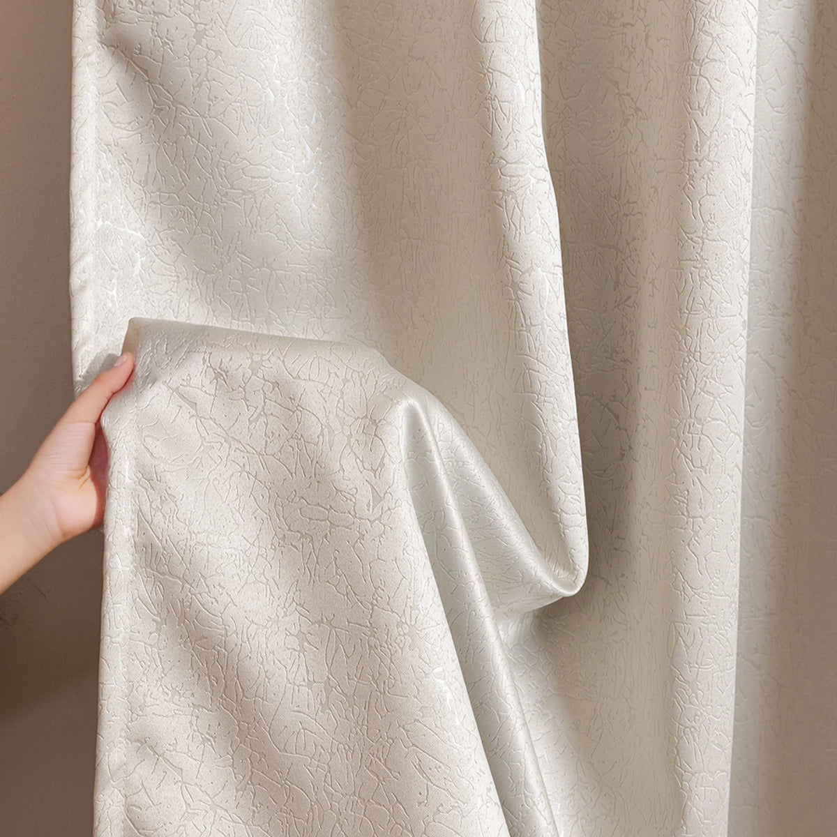 Fort Essential Abstract - Rod Pocket Black Backing Blackout Curtain (Off White)-6