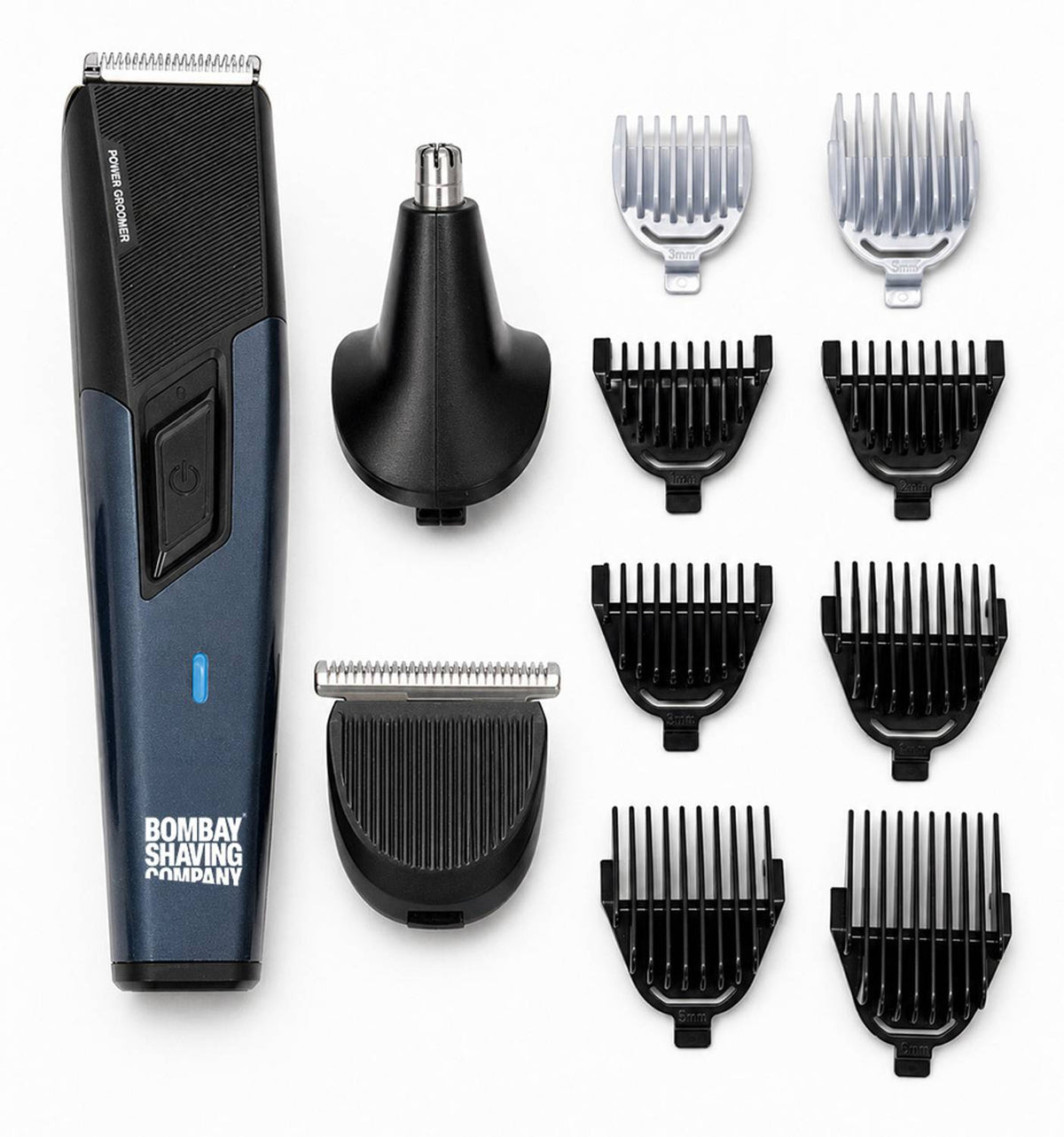 Bombay Shaving Company POWER GROOMER 11-IN-1 Fully Waterproof Trimmer 90 min Runtime 3 Length Settings (Black, Steel)