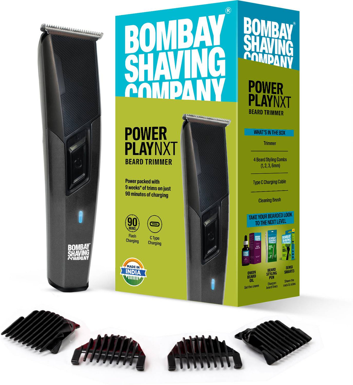 Bombay Shaving Company POWER PLAY NXT BEARD TRIMMER Trimmer 90 min Runtime 6 Length Settings (Multicolor)
