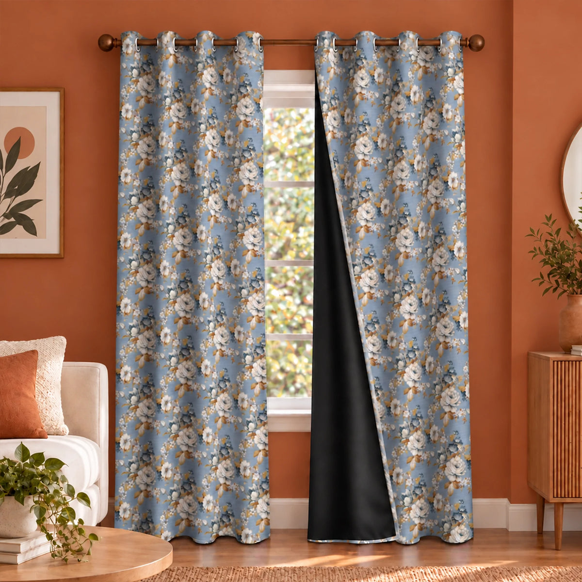Imprimer Abstract - Digital Printed Blackout Curtain (Delicate Bloom)