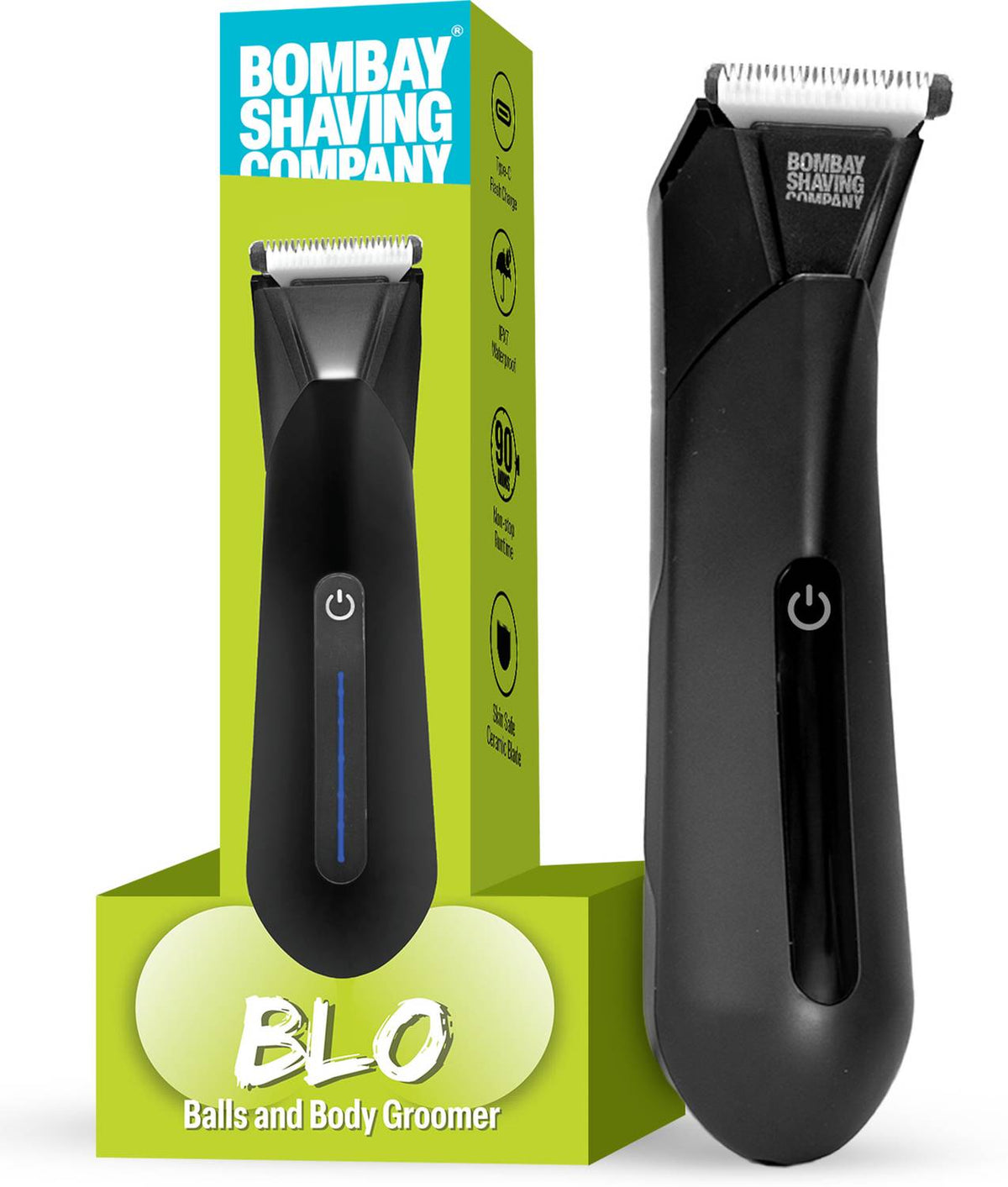 Bombay Shaving Company Blo Balls And Body Groomer-Groin Trimmer for men Fully Waterproof Trimmer 90 min Runtime 2 Length Settings (Black)