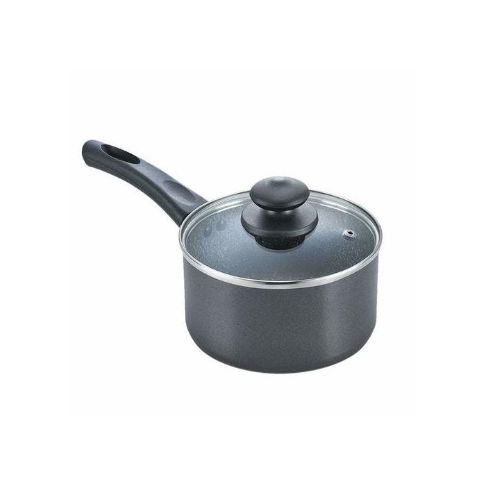 Prestige Omega Deluxe Granite Milk Pan with Lid, (Black)