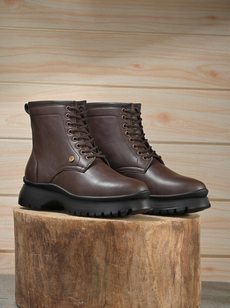 EL PASO Women Faux Leather Casual Lace Up Boots-15