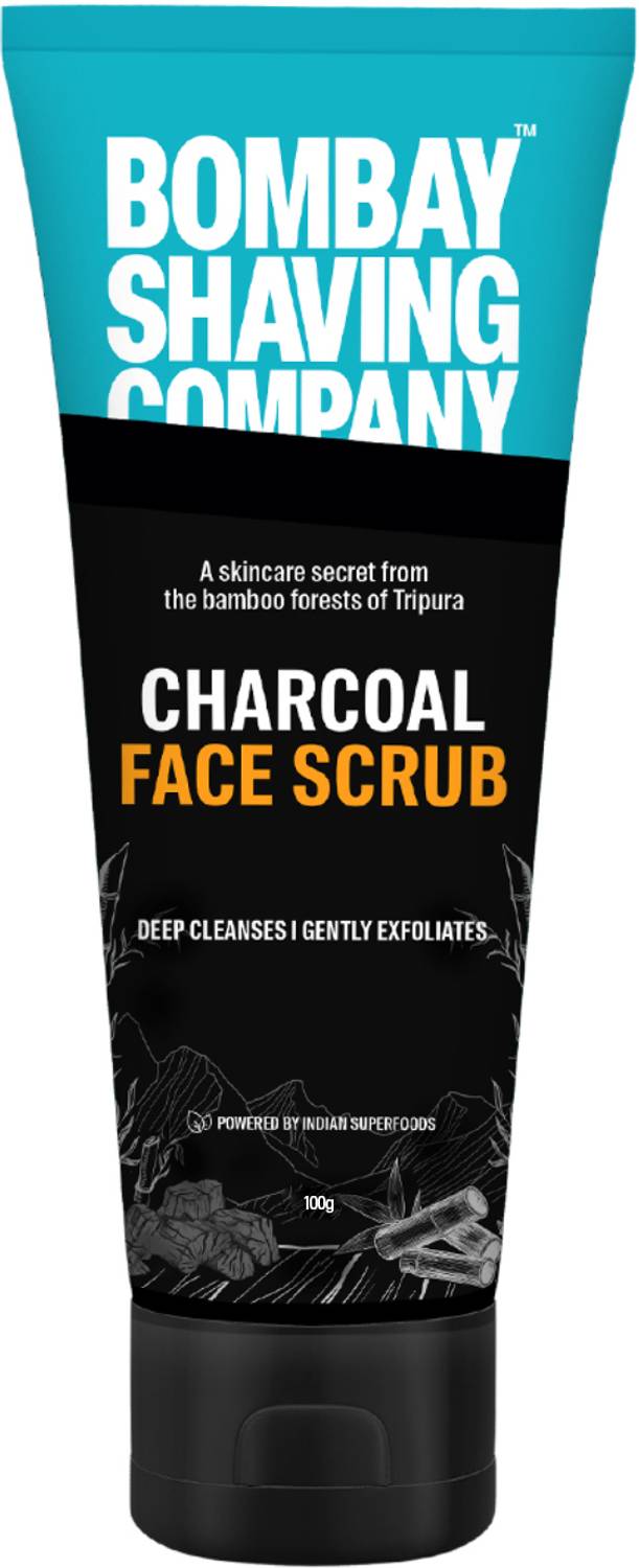 Bombay Shaving Company Charcoal Face Scrub with Black Sand, Exfoliates skins & Removes Black Heads, Black, 100 g Scrub (100 g)