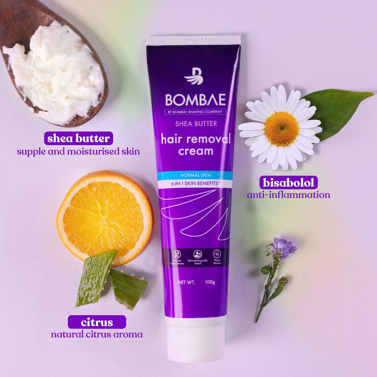 Bombae Hair Removal Cream for Women With Natural Citrus Smell, Normal Skin Cream (200 g, Set of 2)