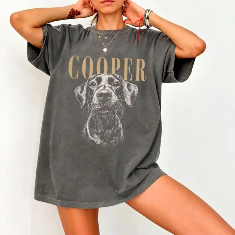 Personalized Pet Portrait Vintage T-Shirt – Custom Photo & Name-8