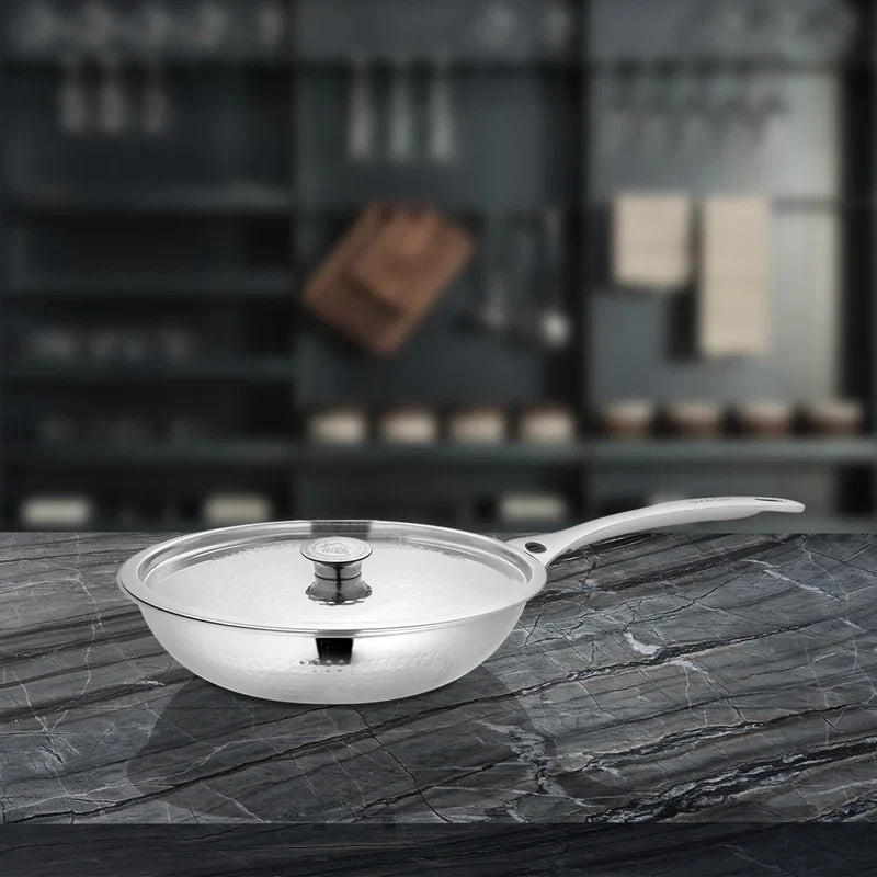 SHRI & SAM PLATINUM HAMMERED FRY PAN W/L SS 28CM