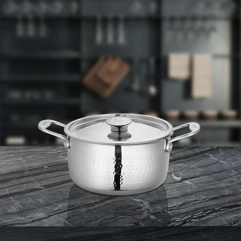 SHRI & SAM PLATINUM HAMMERED CASSEROLE W/L SS 20CM