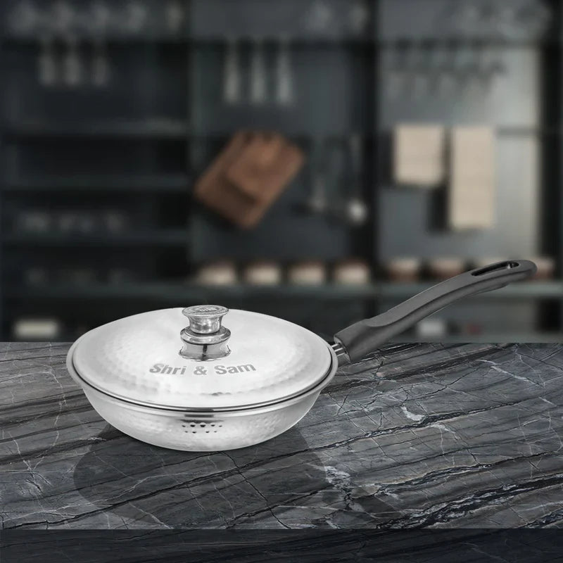 SHRI & SAM 430 HAMMERED FRY PAN W/L SS 18CM