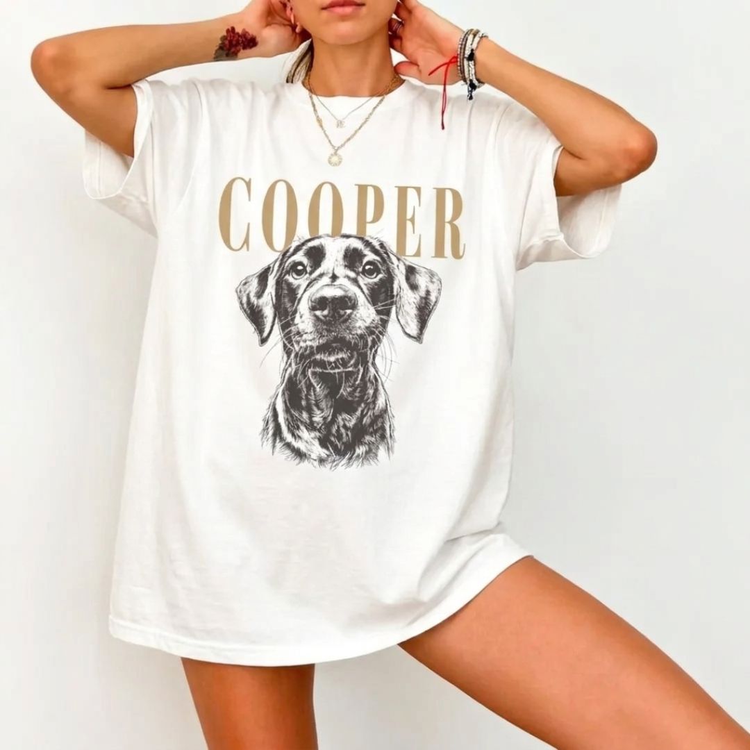 Personalized Pet Portrait Vintage T-Shirt – Custom Photo & Name-5