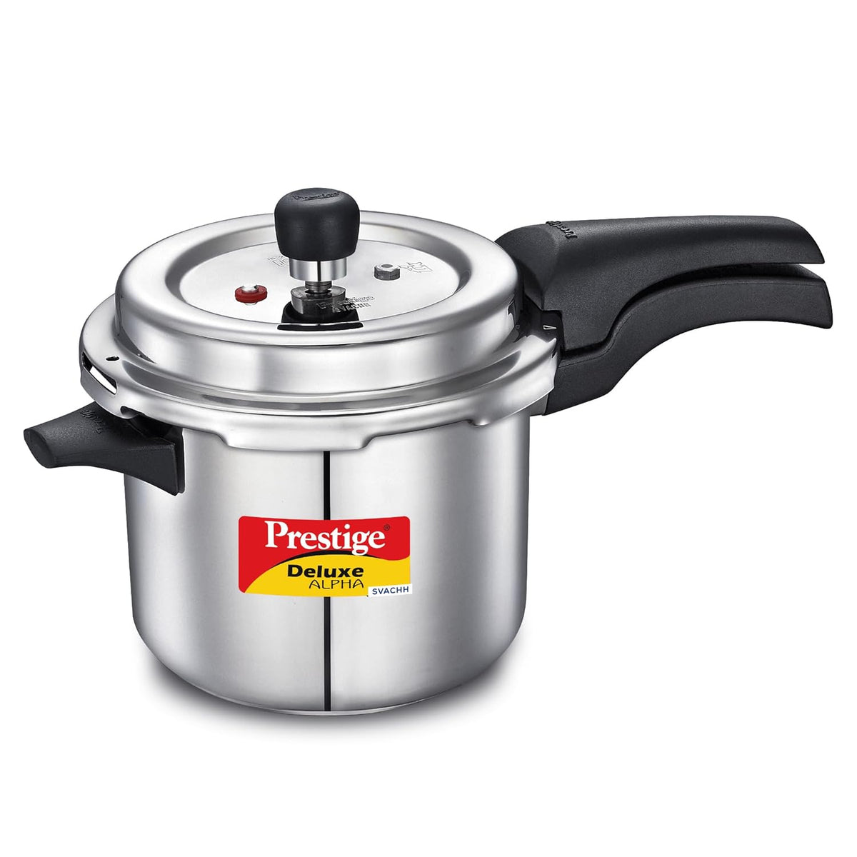 Prestige Svachh Deluxe Alpha Induction Base Outer Lid Stainless Steel Pressure Cooker | Deep Lid controls spillage | Pre