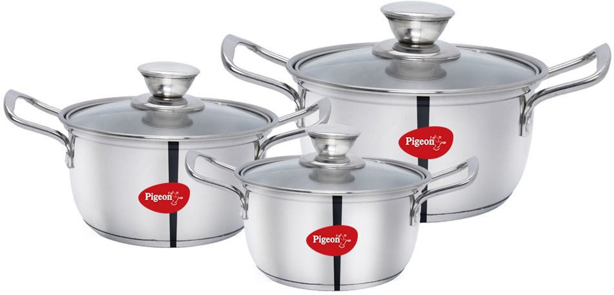 PIGEON SS CONICAL CASSEROLE 3 PC NON IB GIFT