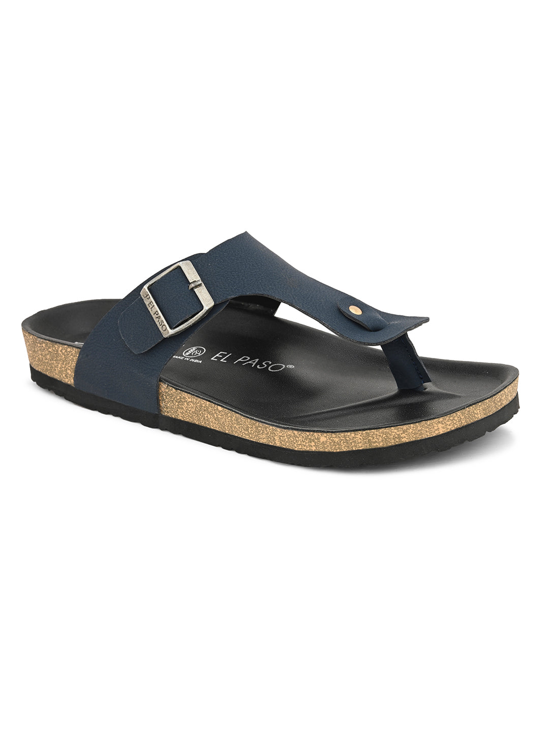 Blue Men's casual flat heel slip-on closure sandal 