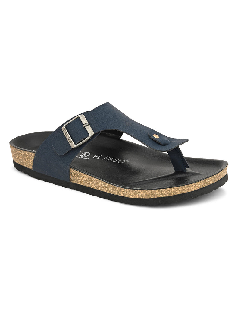 Blue Men's casual flat heel slip-on closure sandal 