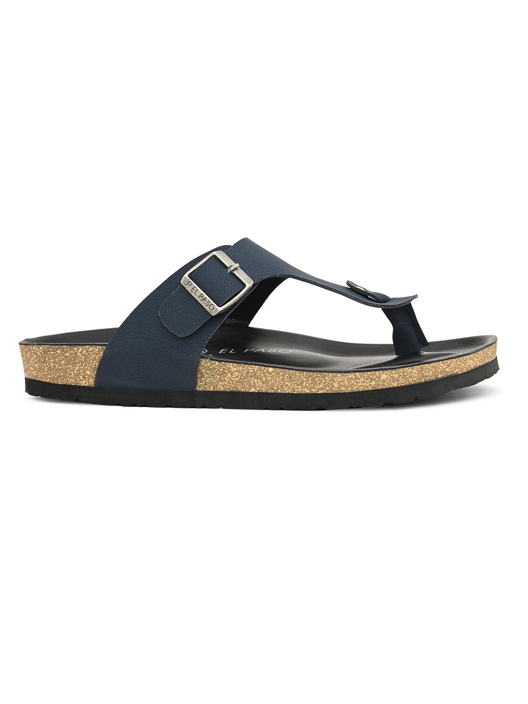 Blue Men's casual flat heel slip-on closure sandal 