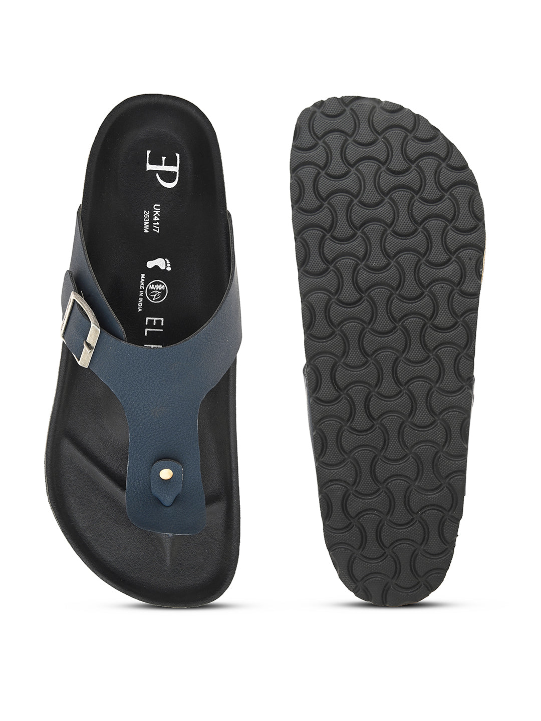 Blue Men's casual flat heel slip-on closure sandal
