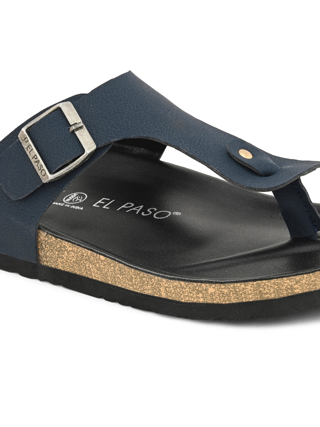 Blue Men's casual flat heel slip-on closure sandal
