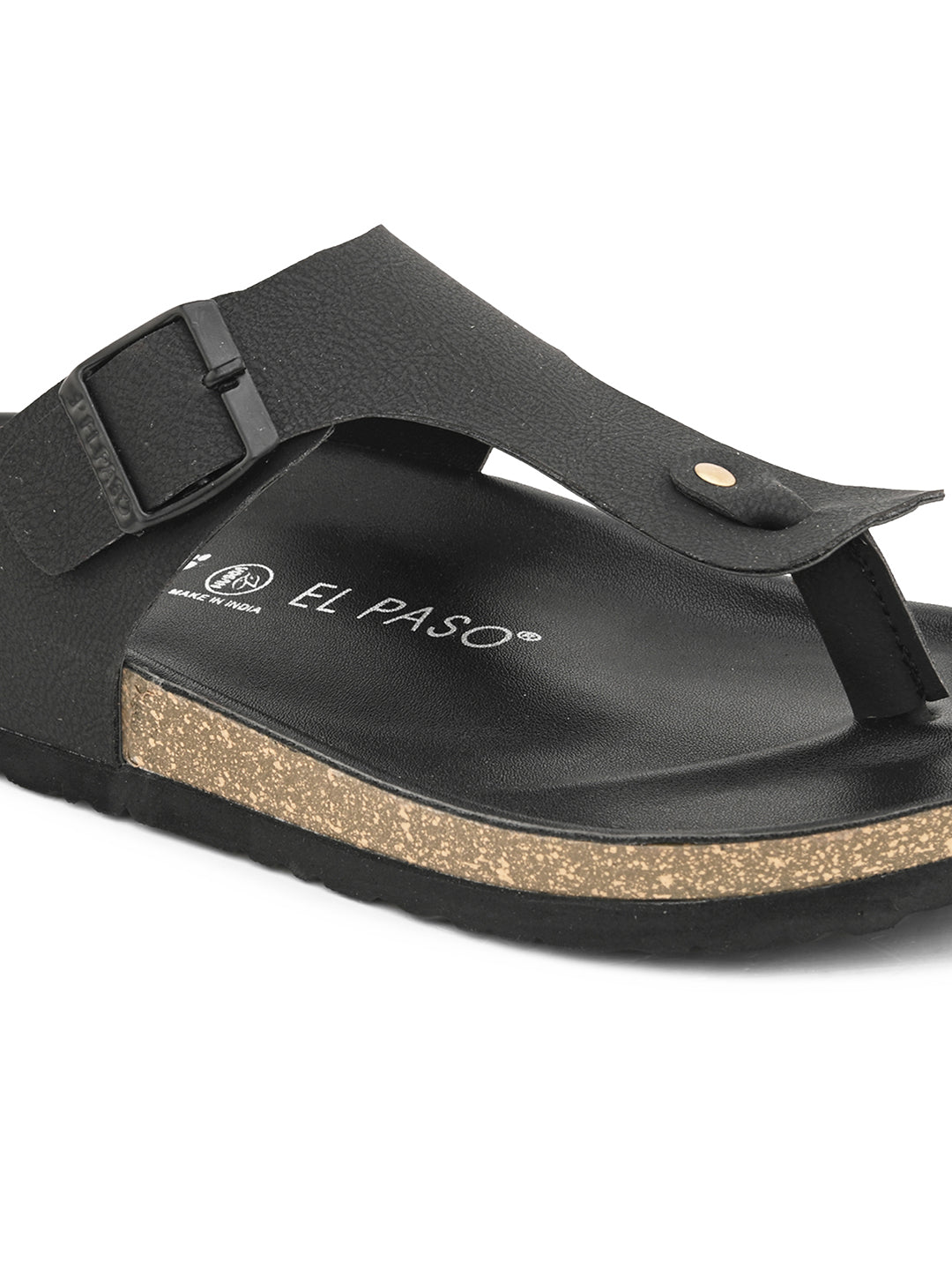 Black Men's casual flat heel slip-on closure sandal 