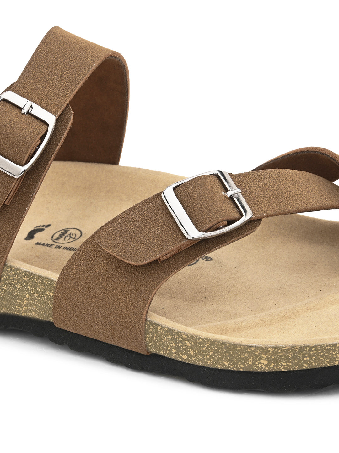 Brown Men's casual flat one-toe strap sandal