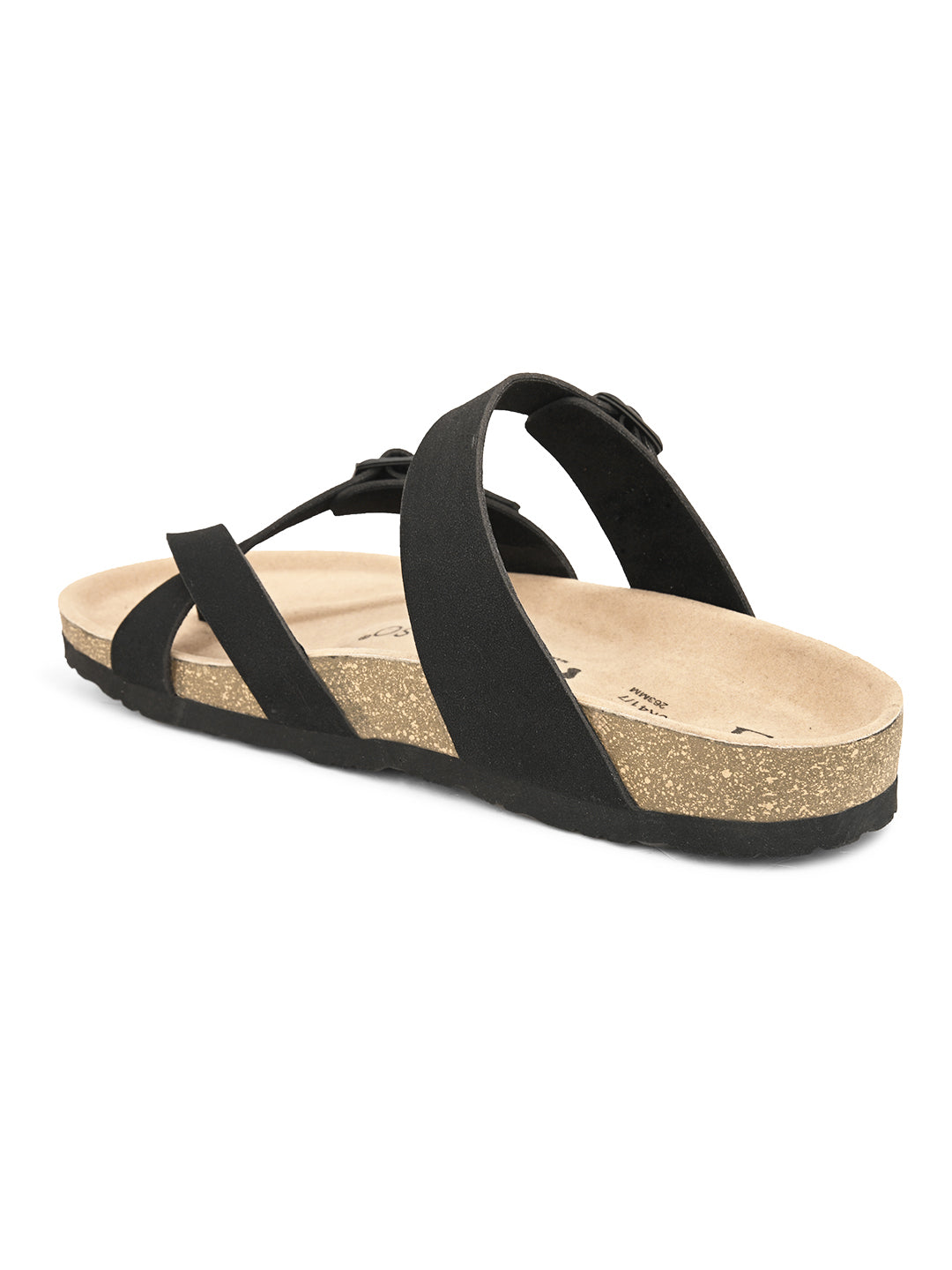 Black One-Toe Leather Sandal For Men