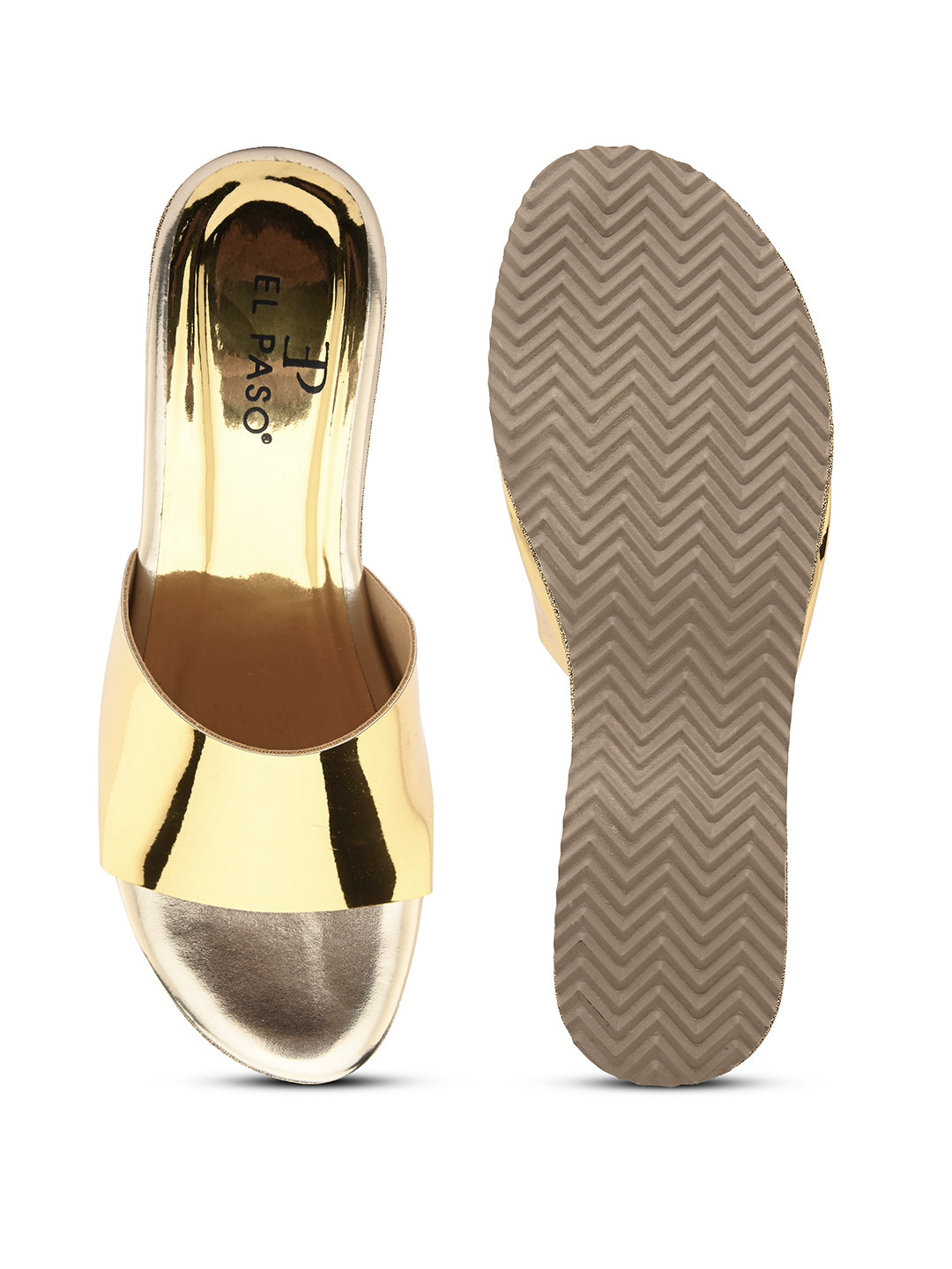Shiny Metallic Slip-On Wedge Heels For Women