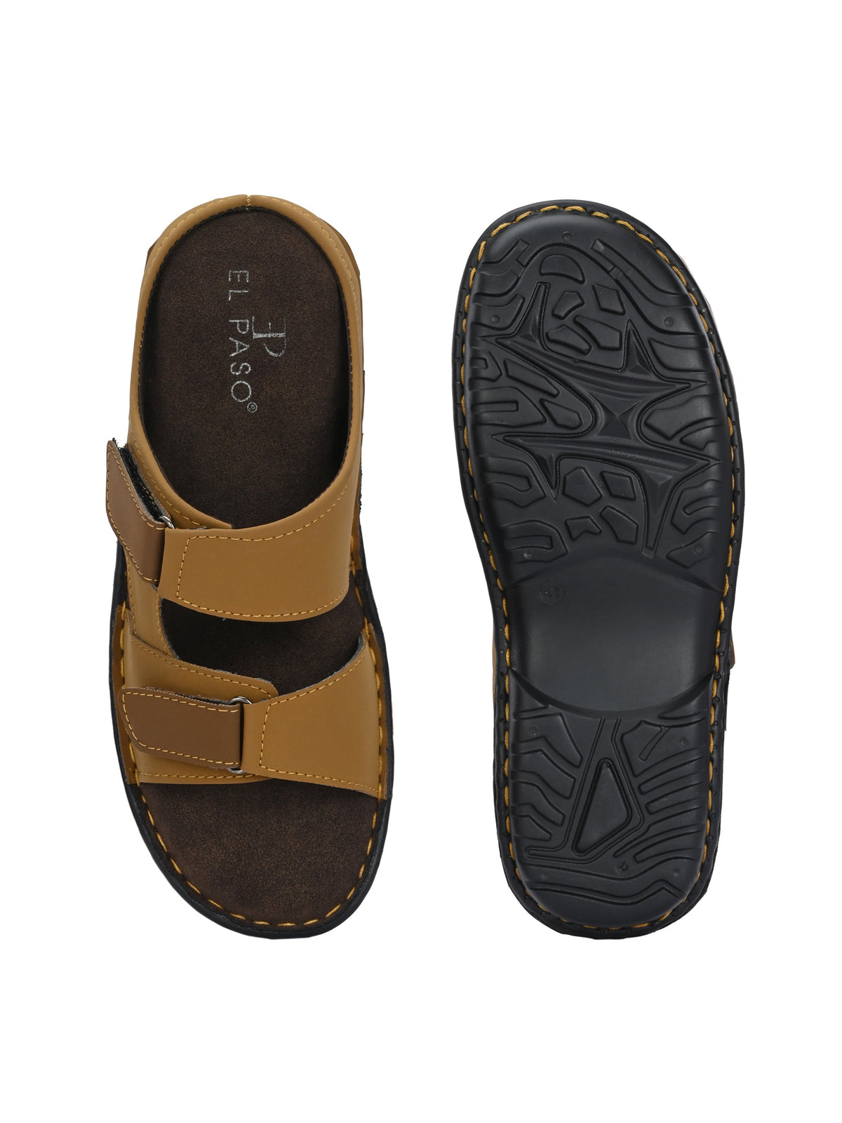 Tan Men's casual heel buckle strap slip-on sandal