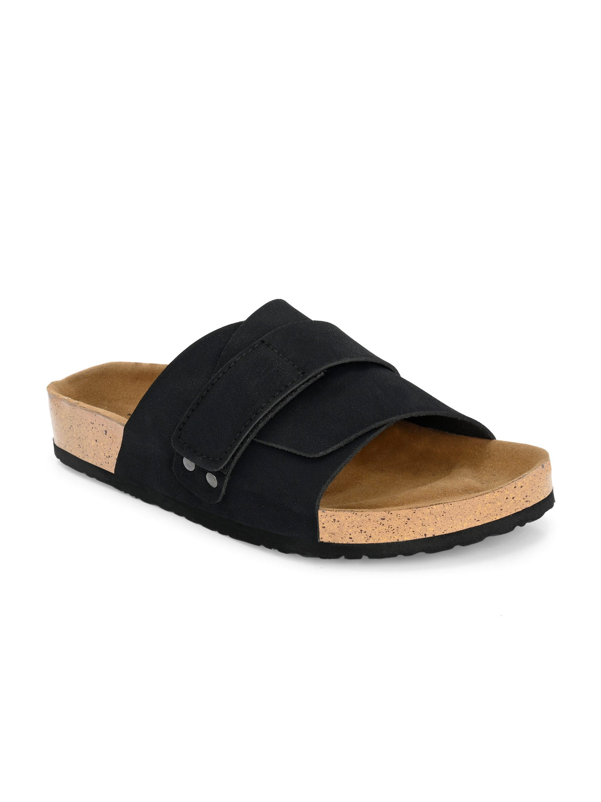 Black Women's casual flat heel slip-on sandal