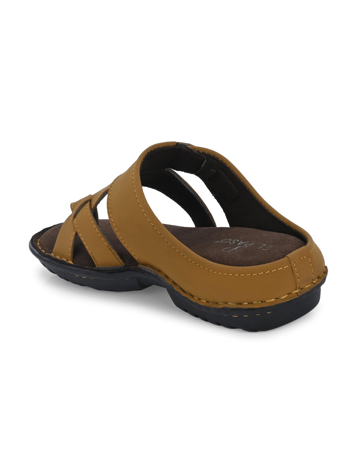 Tan Men's casual heel one-toe slip-on sandal