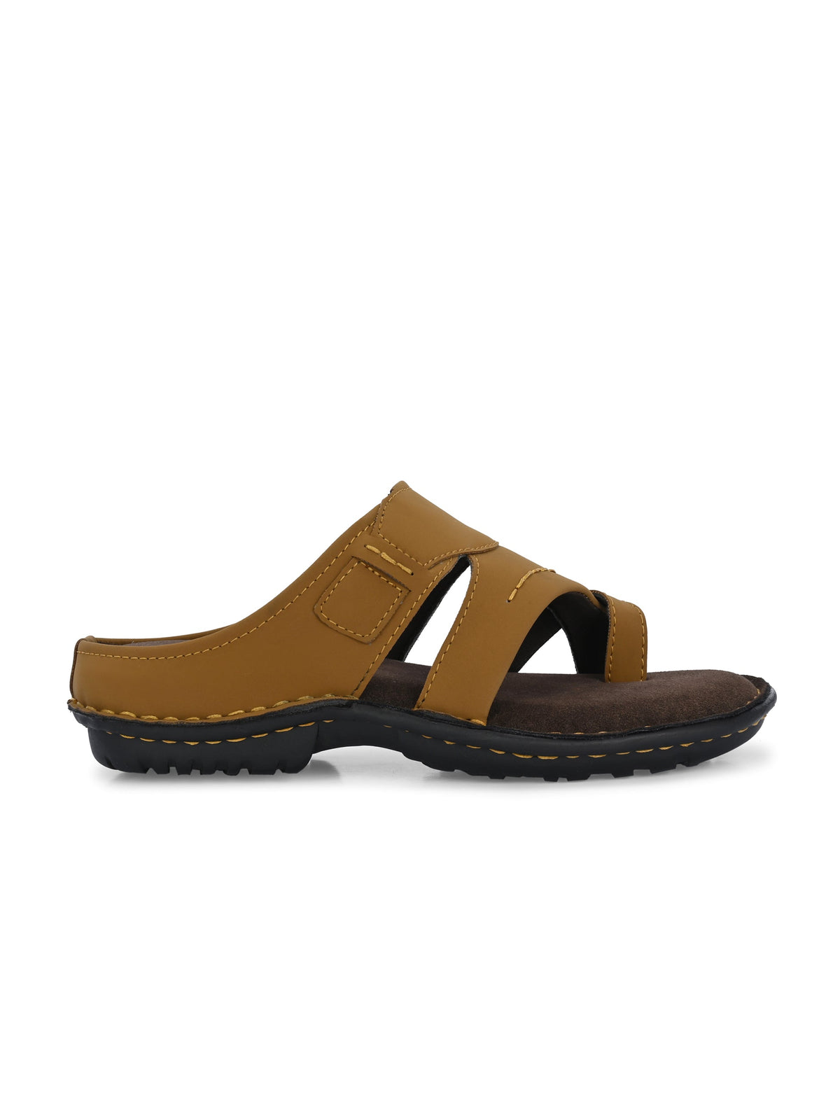 Tan Men's casual heel one-toe slip-on sandal