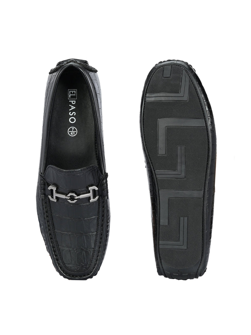 Sleek Black Casual Men Slip-On Loafer Shoes